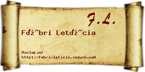 Fábri Letícia névjegykártya